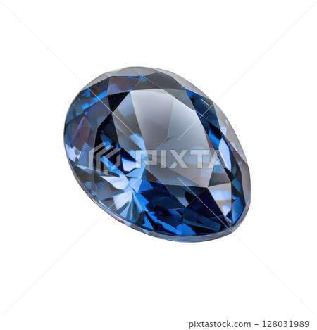 Brilliant blue gemstone with intricate facets reflecting light on a black background, perfect for luxury and elegance themes 128031989