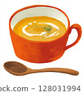 Hand-drawn illustration of pumpkin soup (transparent background) 128031994
