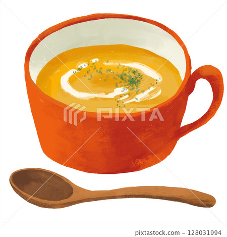 Hand-drawn illustration of pumpkin soup (transparent background) Hand-drawn illustration of pumpkin soup (transparent background) 128031994