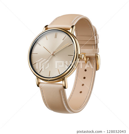 Elegant Minimalist Watch with Gold Case and Soft Leather Strap for Fashion Enthusiasts and Style Conscious Individuals 128032043