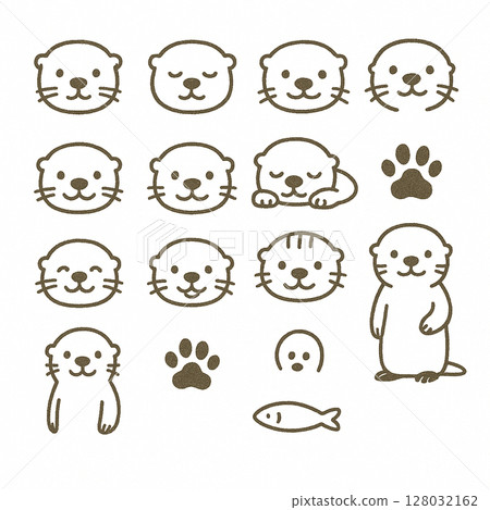 A collection of sea otter illustrations 128032162