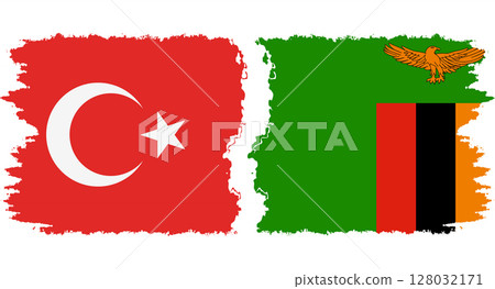 Zambia and Turkey grunge flags connection vector Zambia and Turkey grunge flags connection vector 128032171