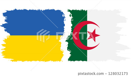 Algeria and Ukraine grunge flags connection vector Algeria and Ukraine grunge flags connection vector 128032173