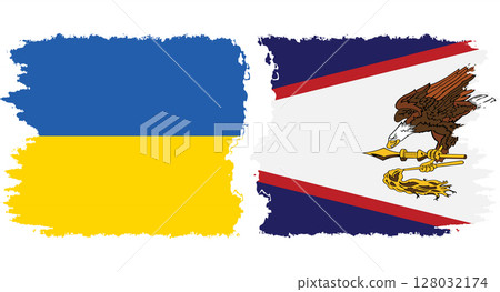 American Samoa and Ukraine grunge flags connection vector American Samoa and Ukraine grunge flags connection vector 128032174