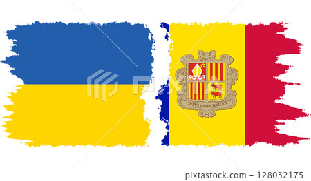 Andorra and Ukraine grunge flags connection vector Andorra and Ukraine grunge flags connection vector 128032175
