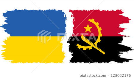 Angola and Ukraine grunge flags connection vector Angola and Ukraine grunge flags connection vector 128032176