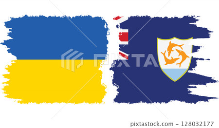 Anguilla and Ukraine grunge flags connection vector Anguilla and Ukraine grunge flags connection vector 128032177