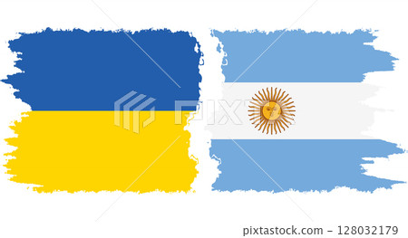 Argentina and Ukraine grunge flags connection vector Argentina and Ukraine grunge flags connection vector 128032179