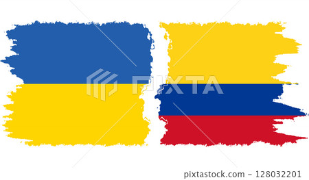 Colombia and Ukraine grunge flags connection vector Colombia and Ukraine grunge flags connection vector 128032201