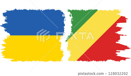 Congo-Brazzaville and Ukraine grunge flags connection vector Congo-Brazzaville and Ukraine grunge flags connection vector 128032202