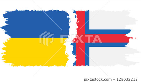 Faroe Islands and Ukraine grunge flags connection vector Faroe Islands and Ukraine grunge flags connection vector 128032212