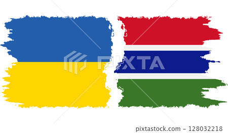 Gambia and Ukraine grunge flags connection vector Gambia and Ukraine grunge flags connection vector 128032218