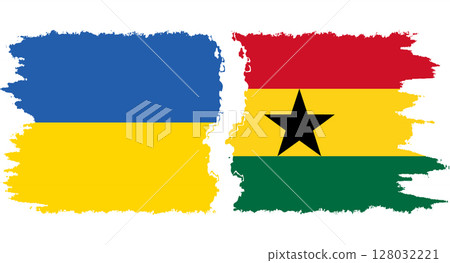 Ghana and Ukraine grunge flags connection vector Ghana and Ukraine grunge flags connection vector 128032221