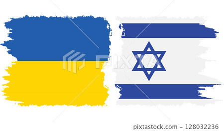 Israel and Ukraine grunge flags connection vector 128032236