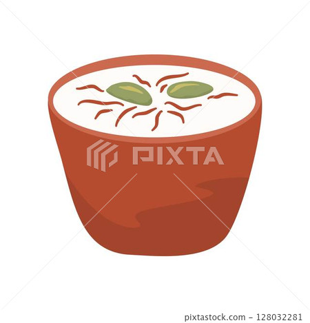 Traditional Indian lassi curd with cardamon and saffron 128032281