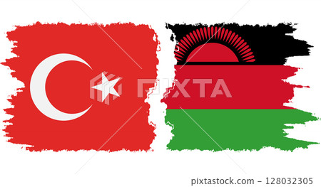 Malawi and Turkey grunge flags connection vector Malawi and Turkey grunge flags connection vector 128032305