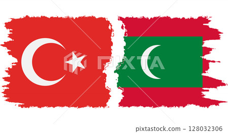 Maldives and Turkey grunge flags connection vector Maldives and Turkey grunge flags connection vector 128032306