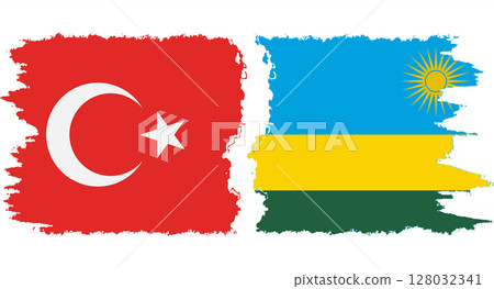 Rwandan and Turkey grunge flags connection vector Rwandan and Turkey grunge flags connection vector 128032341