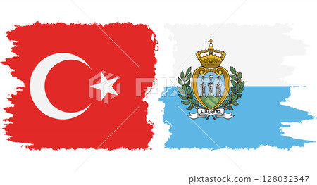 San Marino and Turkey grunge flags connection vector 128032347