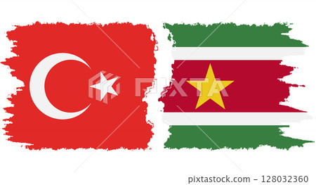 Suriname and Turkey grunge flags connection vector 128032360