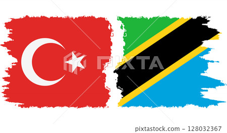 Tanzania and Turkey grunge flags connection vector 128032367