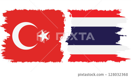 Thailand and Turkey grunge flags connection vector 128032368