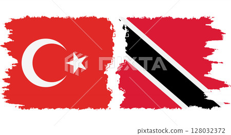 Trinidad and Tobago and Turkey grunge flags connection vector Trinidad and Tobago and Turkey grunge flags connection vector 128032372