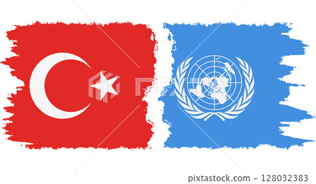 UN and Turkey grunge flags connection vector UN and Turkey grunge flags connection vector 128032383