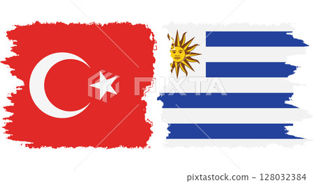 Uruguay and Turkey grunge flags connection vector Uruguay and Turkey grunge flags connection vector 128032384
