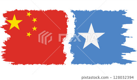 Somalia and China grunge flags connection vector 128032394