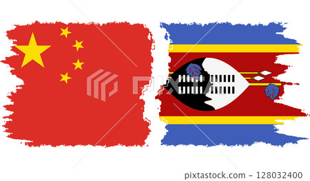 eSwatini and China grunge flags connection vector eSwatini and China grunge flags connection vector 128032400