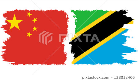 Tanzania and China grunge flags connection vector Tanzania and China grunge flags connection vector 128032406