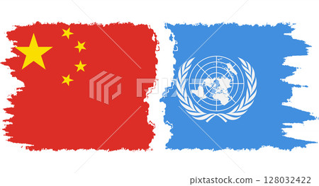 UN and China grunge flags connection vector UN and China grunge flags connection vector 128032422
