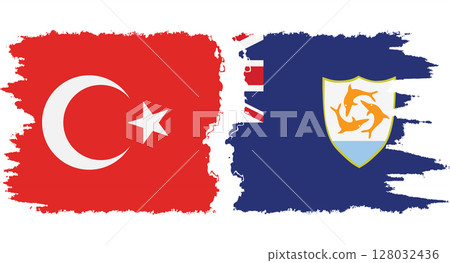 Anguilla and Turkey grunge flags connection vector Anguilla and Turkey grunge flags connection vector 128032436