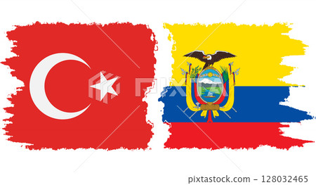 Ecuador and Turkey grunge flags connection vector Ecuador and Turkey grunge flags connection vector 128032465