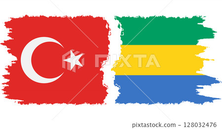 Gabon and Turkey grunge flags connection vector 128032476