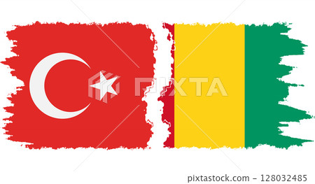 Guinea and Turkey grunge flags connection vector Guinea and Turkey grunge flags connection vector 128032485