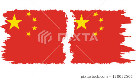 China and China grunge flags connection vector 128032505