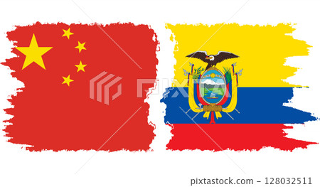 Ecuador and China grunge flags connection vector 128032511