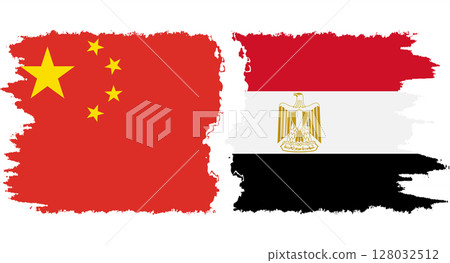 Egypt and China grunge flags connection vector 128032512