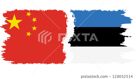 Estonia and China grunge flags connection vector 128032514