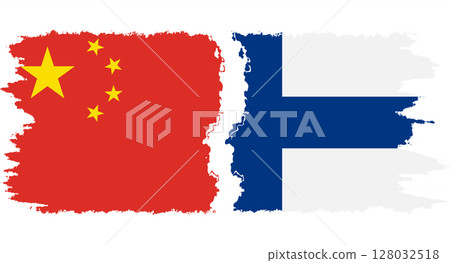 Finland and China grunge flags connection vector 128032518