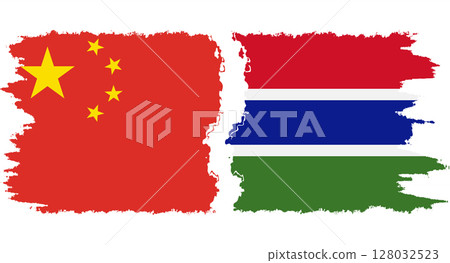 Gambia and China grunge flags connection vector Gambia and China grunge flags connection vector 128032523