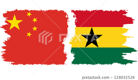 Ghana and China grunge flags connection vector 128032526