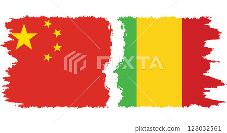 Mali and China grunge flags connection vector Mali and China grunge flags connection vector 128032561