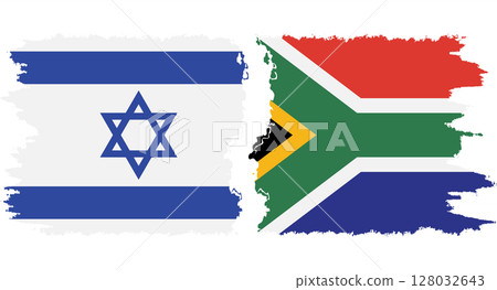 South Africa and Israel grunge flags connection vector South Africa and Israel grunge flags connection vector 128032643