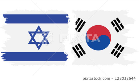 South Korea and Israel grunge flags connection vector South Korea and Israel grunge flags connection vector 128032644