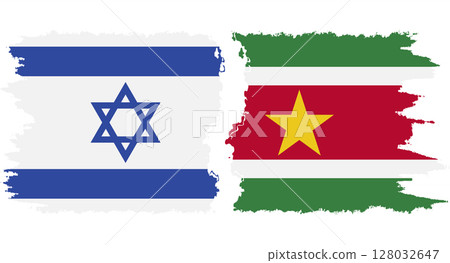 Suriname and Israel grunge flags connection vector Suriname and Israel grunge flags connection vector 128032647