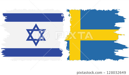 Sweden and Israel grunge flags connection vector Sweden and Israel grunge flags connection vector 128032649
