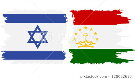Tajikistan and Israel grunge flags connection vector 128032653